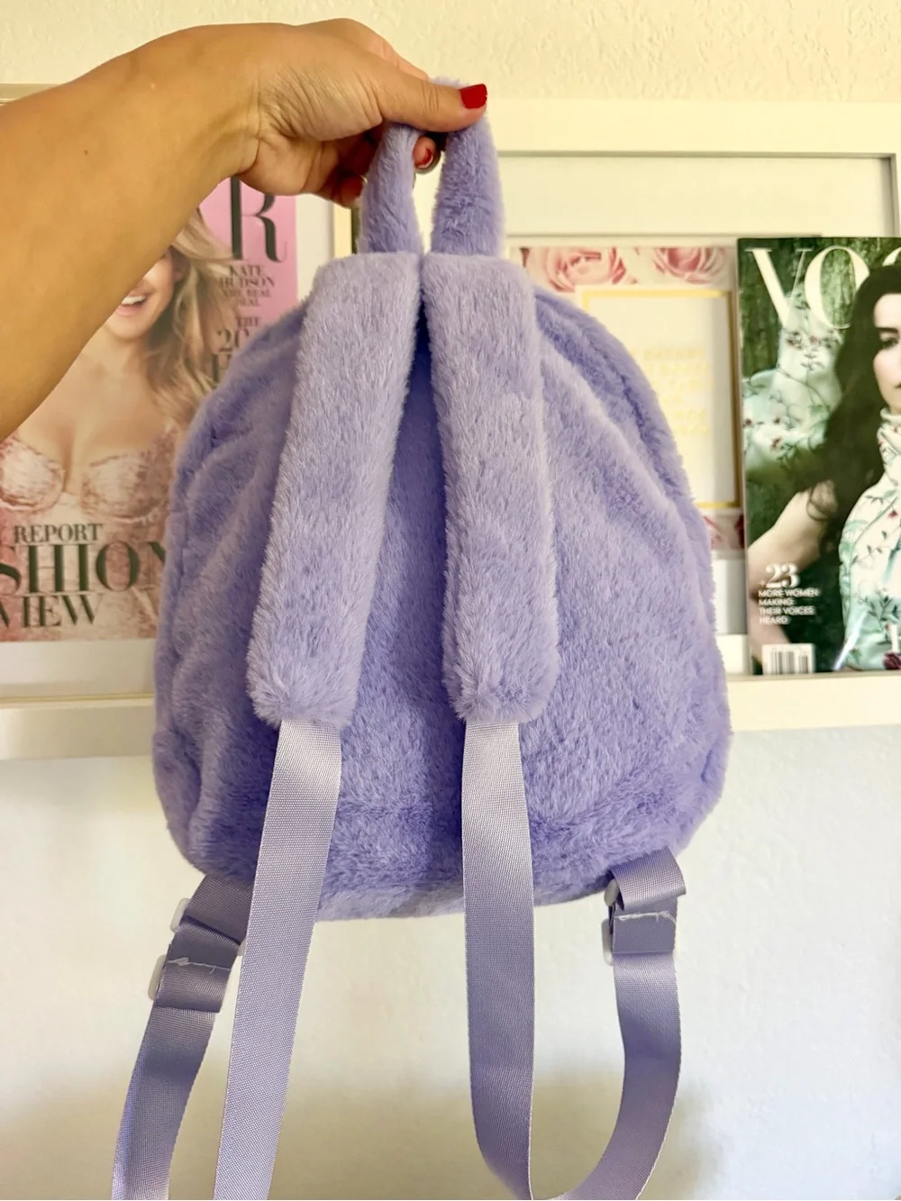 Lavender Fuzzy Monster Mini Backpack